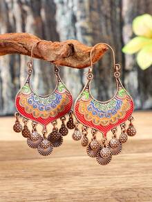 TopHanqi Pendientes con borlas de estilo bohemio vintage con pátina colorida, pendientes de bronce antiguo, pendientes personalizados para vacaciones - Multicolor - Ver 8