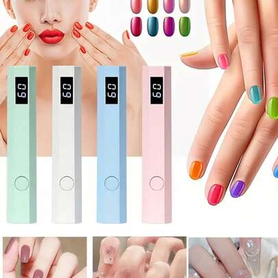 1个便携式UV美甲灯，迷你美甲灯，无线USB充电速干美甲灯，粉色充电式美甲固化灯，小型便携式电池供电腰挂式迷你烘干灯，手持式光疗灯