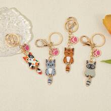 Cat Keychain, Cute Cats Charms, Enamel Alloy Metal Kawaii Cat Key Chains, Kitty Keyring,The Perfect Combination Of Cat Claws And Wagging Tails, Cats Accessories For Women Car Keys Purse. - Color - View 11