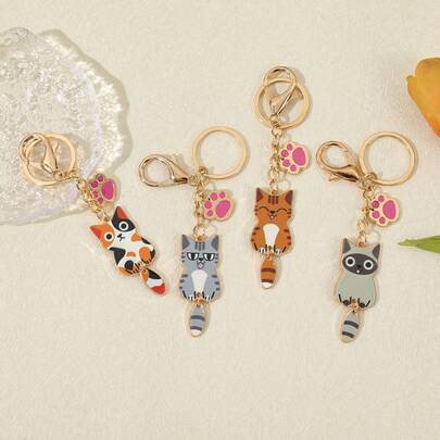 Cat Keychain, Cute Cats Charms, Enamel Alloy Metal Kawaii Cat Key Chains, Kitty Keyring,The Perfect Combination Of Cat Claws And Wagging Tails, Cats Accessories For Women Car Keys Purse.
