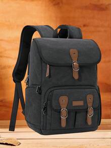 15.6 Inch Laptop Camera Backpack, Suitable For DSLR Cameras, Anti-Theft, Tripod Holder, Rainproof Cover, Black/Khaki - Multicolor - View 13