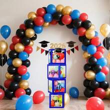 Juego de cajas de luz para decoración de graduación 2025, suministros de fiesta de soltero para collage, celebración de la escuela secundaria (sin globos, azul) - Negro 2 - Ver 12