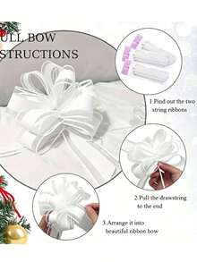 10/20pcs Reusable White/Pink Decorative Lace Bows - Elegant Drawstring Ribbon Flowers, Suitable For Wedding Car, Gift Wrapping, Chair/Stair/Tabletop Decor, DIY Party Favors, Christmas Birthday Anniversary Crafts - Multicolor - View 8