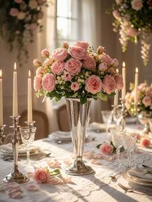 Elegante jarrón de metal plateado, decoración central de mesa de boda, cena a la luz de las velas y decoración del hogar, mejor regalo para amigas, regalo de invierno - De moda - Ver 7