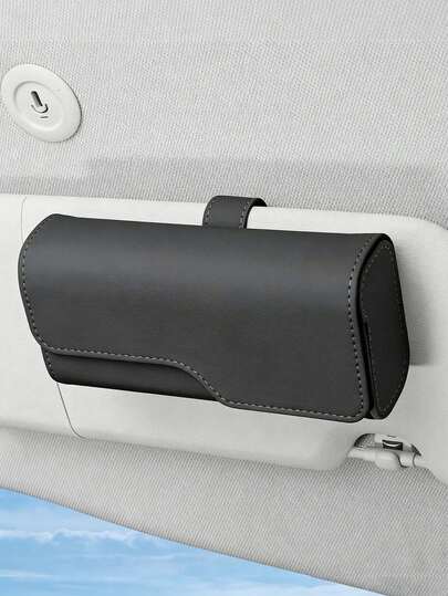 Magnetische Auto Sonnenblenden Brillenetui, Leder Flockfutter mit doppeltem Magnetverschluss, multifunktionale Kartenfächer, 1 Packung universell passend, für Auto Sonnenblende, tägliches Fahren, Roadtrips, SUVs, Lkws