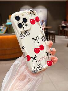 1pc Fashion Personalized Bow, Leopard Print, Cherry, Letter Pattern Phone Case, Wave Cream TPU Material Phone Case, Suitable As Holiday Gift Compatible With Apple XS/XS Max/XR/11/12/13/14/15/15 Pro/16 Pro/16 Pro Max/16 Plus/17 Series And Other Models - Multicolor - View 3
