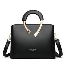Neue Damenhandtasche im europäischen und amerikanischen Stil, geräumige Pendler-Tasche, modische Umhängetasche. - Schwarz - Übersicht 2