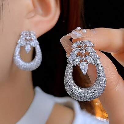 GLIMMER GI 1对女士时尚耳环，水滴形合成锆石吊坠耳环，优雅百搭，适合日常通勤/度假/婚礼/情人节/生日/母亲节/感恩节/圣诞节等场合作为礼物