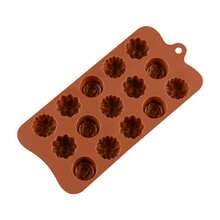 15孔硅胶玫瑰花巧克力蛋糕皂模具，烘焙冰块托盘 - 彩色 - 查看 4