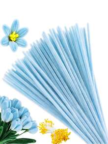 1/100pcs Soft Plush Handmade DIY Decoration Material Set, Including Twist Ties, Pom Pom Flower Kits, Plush Rods, Bendable Rods, Felt Rods, Suitable For DIY Decoration And Projects - Multicolor - View 9