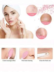 10pcs Mixed Color Jar Lip Brush Set, Double-Sided Silicone Lip Scrub Brush Soft Cleaning Face Cleansing Applicator, Lip Care Tool - Multicolor - View 9