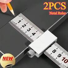 2 Pcs Metal Ruler With Clear Markings, Designed For Students, Office And Engineering Drafting, Suitable For Office Use - Multicolor - View 11