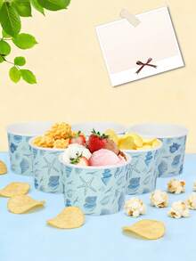 10pcs/20pcs/50pcs Light Blue Ice Cream Paper Cups, Ocean Theme Paper Snack Bowls With Starfish And Shell Patterns, 2.4 Inch Height, Suitable For Beach Party, Summer Pool Party, Hawaiian Theme Party, Birthday Party, Unisex Theme Party - Multicolor - View 4