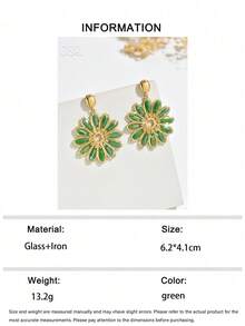 OOQ 1对夏季波西米亚风雏菊吊坠耳环，时尚优雅饰品，适合日常搭配、旅行、海滩派对，也是送给朋友和爱人的礼物（手工串珠，颜色和数量随机） - 綠色 - 查看 6
