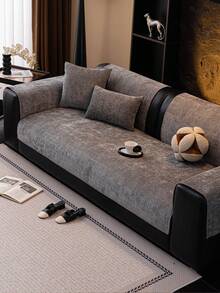 1pc Geometric Non-Slip Sofa Cover, Suitable For All Seasons, Dust-Proof Sofa Slipcover, Pet-Friendly And Anti-Scratch Sofa Seat Cover, Machine Washable, For Room Decor, Fits L-Shaped Sofa, Single Sofa, Loveseat, 3-Seater Sofa, 4-Seater Sofa And Modular Sofa (Sold Separately) - Dark Grey - View 3