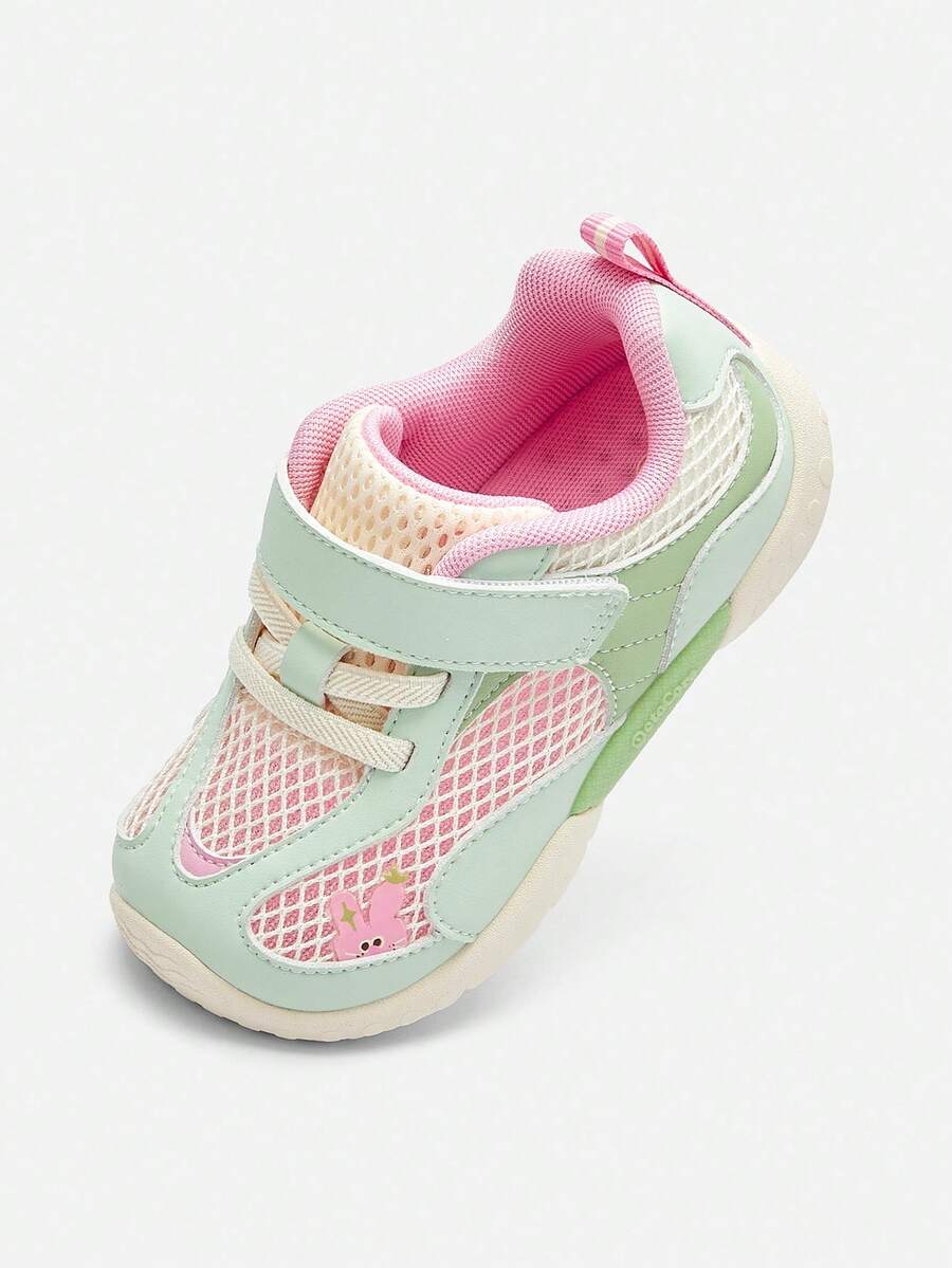 Balabala Baby Girls Summer First Walk Shoes 2026, Soft Breathable Fabric, Lightweight Non-Slip Sole, Comfortable Everyday Wear - White Green Tone - View 1