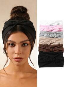 1pc/6pcs Classic Casual Bow Headband, Elastic Non-Slip Absorbent Suitable For Yoga, Outdoor, Daily Life, Fashion Headwear For Women Summer Hair Accessories Beach Vacay Hair Bands,Festival,Party - Multicolor - View 2