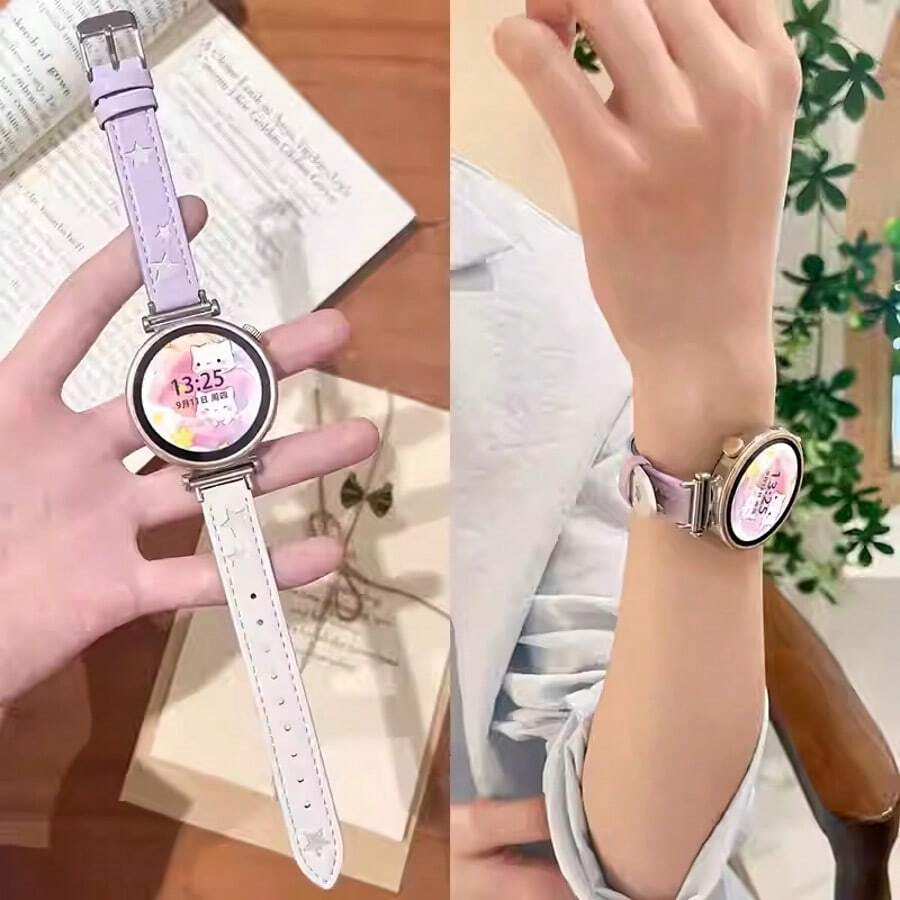 Dây đeo đồng hồ thông minh thanh lịch họa tiết thiên hà và bầu trời sao, kích thước 18mm, 20mm, 22mm, tương thích với Samsung Galaxy, thiết kế thời trang dành cho nữ.