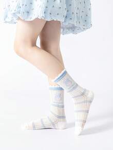5 Pairs Spring/Summer Children's Sweet Lace Bow Mesh Mid-Calf Socks, Fresh Academic Style Versatile, Cute Breathable Student Socks, Suitable For Daily Wear - Multicolor - View 2
