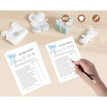 NBlue Bow Gu Who Mommy Or Daddy Game Pack Of 30 Game Cards Blue Coquette Bow Baby Shower Game Gender Reveal Party Decorations Gender Neutral - KR071 - 猜猜誰是爸爸媽媽 - 查看 3