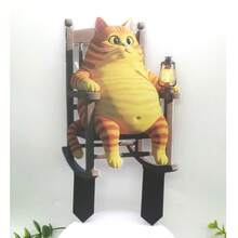2D Flat Design, 1pc Cute Tabby Cat Garden Stake - 2D Flat Acrylic Outdoor Plant Stake With Pointed Tip, Suitable For Planters, Durable Garden Decor With Tabby Cat Pattern (Orange And White Stripes) - A - View 9