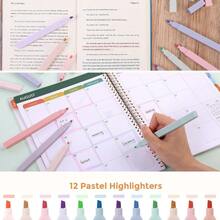 44 piezas Juego de papelería, estuche de lápices de gran capacidad, incluye resaltadores pastel lindos, bolígrafos, lápices mecánicos y un set de cuadernos bíblicos; suministros de papelería para niñas, rosa - A - Ver 6