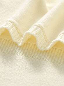 100*80cm All Season Pure Cotton Baby Blanket, Soft & Comfortable Children Blanket With Scalloped Edges, Stroller Blanket, Swaddle Wrap, Essential For Newborns - Off-white - View 7