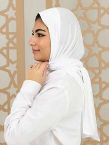 1pc Instant Triangle Hijab, All-In-One Tie-Up Design, Quick Wrap Without Slipping, No Undercap Needed, Suitable For Daily Wear, Prayer, And Outings - Bleached - View 2