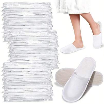 20双男女通用室内拖鞋，轻便闭趾防滑拖鞋，浴室拖鞋，家居拖鞋，毛绒拖鞋，酒店拖鞋，适合酒店、家庭、旅行，舒适防滑一次性保暖拖鞋