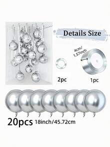 10 quả bóng bay 4D màu bạc 18 inch kèm ruy băng polyester màu hồng và giấy bảo vệ, dễ dàng mang theo để trang trí phòng, tiệc tùng, đám cưới, họp mặt gia đình, tiệc sinh nhật, tiệc độc thân, lễ đính hôn, kỷ niệm, lễ tốt nghiệp, trang trí Ngày của Mẹ. - Bạc - Xem 10