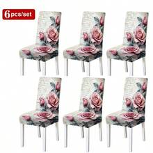 1pc/2pcs/4pcs/6pcs/8pcs/36pcs Set, Romantic Sakura/Vintage Rose Floral Pattern Chair Covers, High Elastic Full Wrap Washable Soft Protective Covers, 2D Printing Technology, Easy To Install And Clean. Suitable For Indoor Decor, Outdoor Dining, Party, Restaurant, Hotel, And Also Can Be Used As Gifts. - Multicolor - View 25
