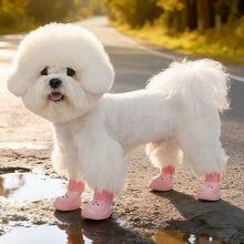New Summer EVA Material Dog Shoes, Lightweight And Durable Pet Supplies, Dog Shoes, Clogs - Dép bít mũi cho thú cưng dùng được cả bốn mùa - Màu hồng [Bộ 4 đôi] - Xem 1