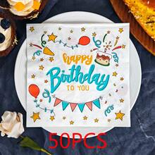 IOOJA 20/50pcs 2-Ply Unfolded Size 33*33cm Happy Birthday Cake Pattern Printed Party Napkins, Disposable Tissue Paper Suitable For Theme Parties, Essential For Company Events, Friends Gatherings - Multicolor - View 9