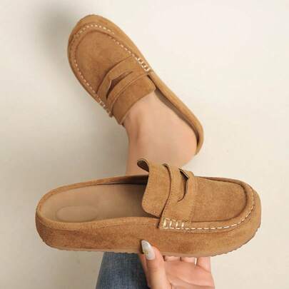 Elegant Comfortable Women's Fabric Mule Flats, Slip-On Backless Loafers, Casual Shoes For Office & Daily Wear