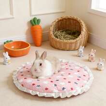 1 Buah Alas Tidur Hewan Peliharaan Kecil Dua Sisi dengan Pinggiran Bergelombang Bulat, Bantal Lembut Motif Titik Warna & Kartun Hewan Lucu, Tempat Tidur Sarang Hewan Peliharaan untuk Hamster, Guinea Pig, Kelinci, dan Hewan Pengerat Kecil - View 8