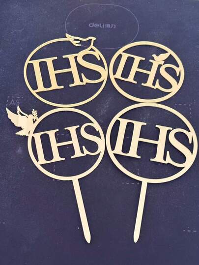 Random 5/10/20pcs Elegant Acrylic Communion Cake Top-Peace Dove, Cross And Leaf Design, Gold And White, Perfect For Baptism, Confirmation, Communion And Baby Parties, Multiple Religious Cake Decorations, Religious Event Decorations | Elegant Cake Top | Durable Cake Decoration, Christian Cake Outfit