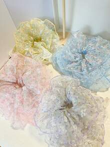 1 chiếc dây buộc tóc mùa hè bằng polyester họa tiết hoa nhí thanh lịch, ren hoa đính ngọc trai giả, đường kính lớn, thích hợp buộc tóc đuôi ngựa, sử dụng hàng ngày, khi đi du lịch, nghỉ lễ, chụp ảnh, buộc tóc, dùng khi rửa mặt, phụ kiện tóc trang điểm tại nhà, phòng tập thể dục, phụ kiện nữ, phụ kiện đội đầu, dây chun buộc tóc. - Nhiều màu - Xem 6