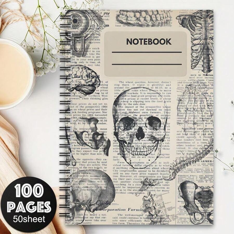 1pc Aesthetic Nurse Nursing Skeleton Spiral Notebook Travel Journal, Nursing Essentials Spiral Planner For Women, Nurse Appreciation Gifts, Human Anatomy Laboratory , Nurse Graduation Notepads, Personal Organizer,No Pen Included. - I - View 1