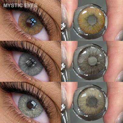 FRESH LADY 1 par, gris, hermosas lentes de moda para pupilas, maquillaje de belleza suave para los ojos, agranda los ojos, colores vívidos, adecuado para uso diario, trabajo y maquillaje de cosplay, uso anual, 14.5 mm