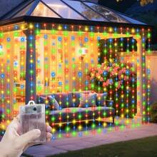 Outdoor Lights, Sparkling Room Bedroom Living Room Curtain String Lights, Fairy Tale Wreath Decor, Fairy Lights, Patio String Lights, Holiday Lights, Garden Lights, Holiday Lighting Decor, Birthday Party Decor, Landscape Lighting, Romantic Atmosphere Room Decor, Wedding Party Decor Fairy Lights, 4 Light Color Options, Battery Box Curtain Lights, Camping Decor, Christmas Halloween Decorative Lights, Fairy Tale Wreath Decor - Battery Box Curtain Light - View 3