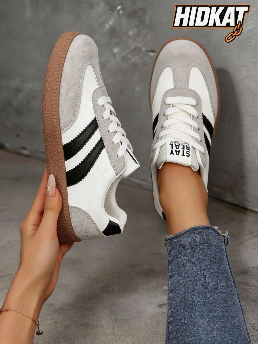 Hidkat Sepatu Flat Kasual Musim Panas Wanita, Sepatu Sneakers Patchwork Warna-warni Ringan Sol Lembut Terbaru Musim Semi 2025