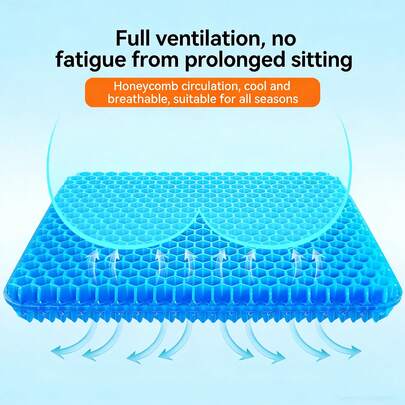 1 chiếc đệm ngồi gel tổ ong mềm mại, dày dặn, cỡ lớn, thoải mái hàng ngày, đệm silicon thoáng khí, đệm chườm lạnh cho ghế văn phòng khi ngồi lâu, đệm ghế ô tô, thích hợp cho việc ngồi lâu hàng ngày và sử dụng trong văn phòng.