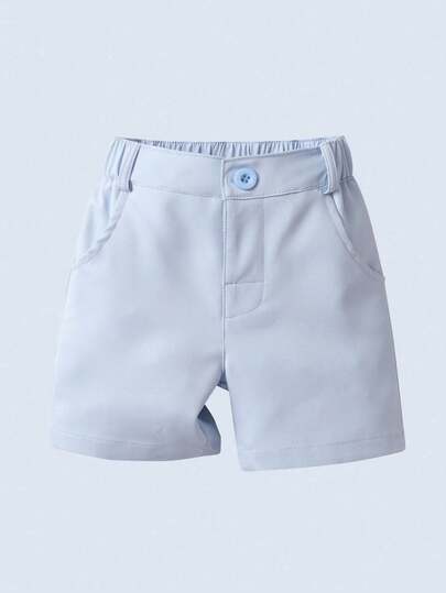BOARNSEORL Young Boys' Solid White Casual Shorts, Versatile For Daily Wear, Holidays, Travel, School, Summer