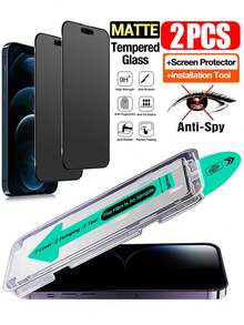 ZYONS 2pcs Privacy Anti-Peeping Tempered Glass Screen Protector, Compatible With IPhone 17 Pro Max/11 Series, X/XR/XS/XS Max, 15 Series, 14 Series, 13 Series, 9H Hardness, Anti-Scratch Anti-Fingerprint, Fits With Phone Case, Full Screen Coverage, Dynamic Island Compatible - 2pcs - View 24