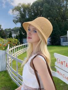 1 Pc Women's Summer Bucket Hat, Knitted Hollow Out Bucket Hat Sun-Shading UV Protection, Suitable For Summer Outdoor - MZ1572 - View 24