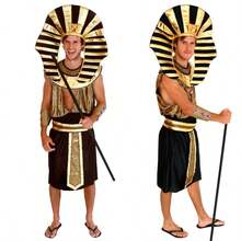Ancient Egyptian Pharaoh Theme Cosplay Men's Gold Majestic Long Robe Stage Performance Festival Costume Ball Gown - Multicolor - View 1