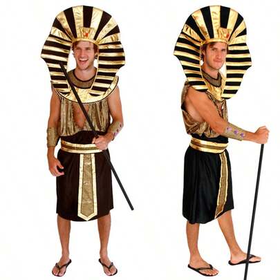 Ancient Egyptian Pharaoh Themed Cosplay Men's Golden Domineering Robe Stage Performance Festival Makeup Ball Dress