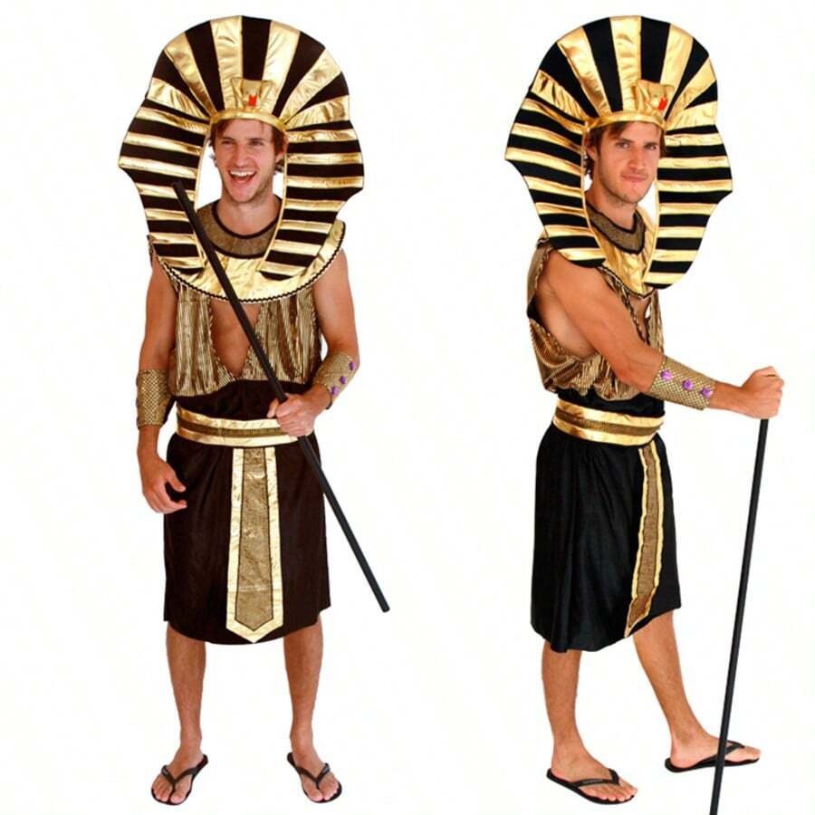 Ancient Egyptian Pharaoh Theme Cosplay Men's Gold Majestic Long Robe Stage Performance Festival Costume Ball Gown - Multicolor - View 1