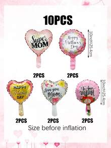 10/20个10英寸母亲节气球，包含心形气球、圆形气球、母亲节迷你铝箔气球，适合母亲节装饰、室内外装饰、摄影道具、送给妈妈的礼物、送给最好的妈妈、妈妈生日派对装饰。 - 彩色 - 查看 9