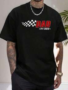 Camiseta de algodón para hombre, con estampado de equipo de carreras, ideal para cumpleaños familiares, estilo casual, cuello redondo, manga corta, cómoda, para primavera y verano. WNVG - Negro - Ver 6